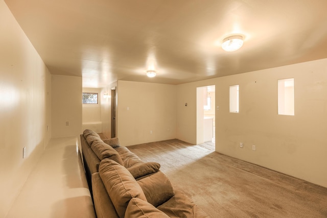 living room with light colored carpet