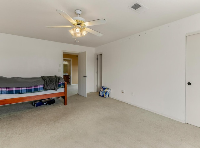 7419 Tolleson Ave NW, Albuquerque, NM 87114 - bedroom featuring light carpet, a ceiling fan, and visible vents