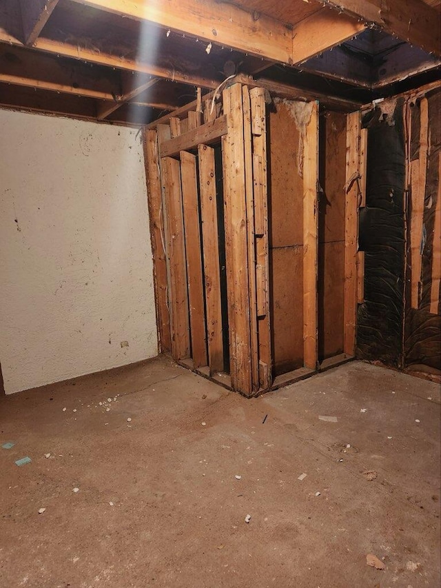 view of unfinished basement