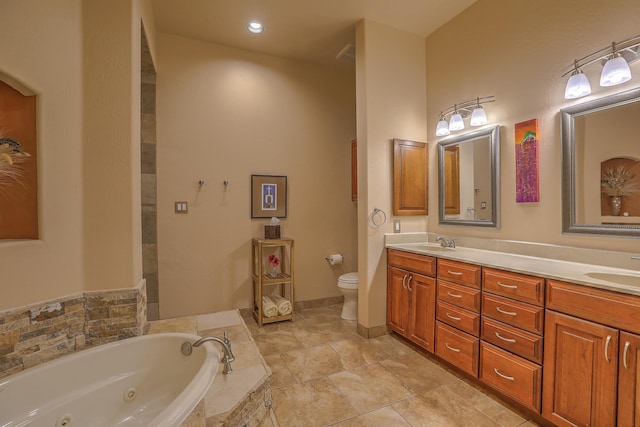 255 Diamond Tail Rd, Placitas, NM 87043 - bathroom with double vanity and a tub with jets