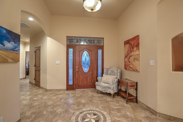 255 Diamond Tail Rd, Placitas, NM 87043 - entryway featuring arched walkways and recessed lighting
