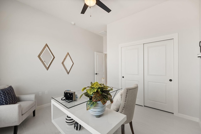 262 Diamond Tail Rd, Placitas, NM 87043 - office space featuring baseboards and ceiling fan