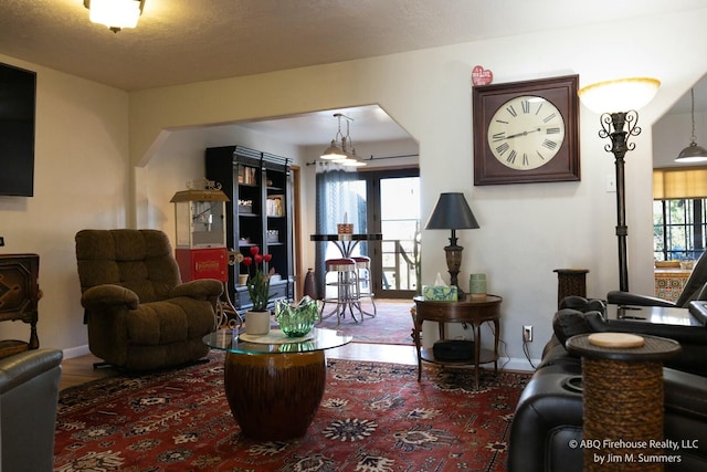 living area with baseboards