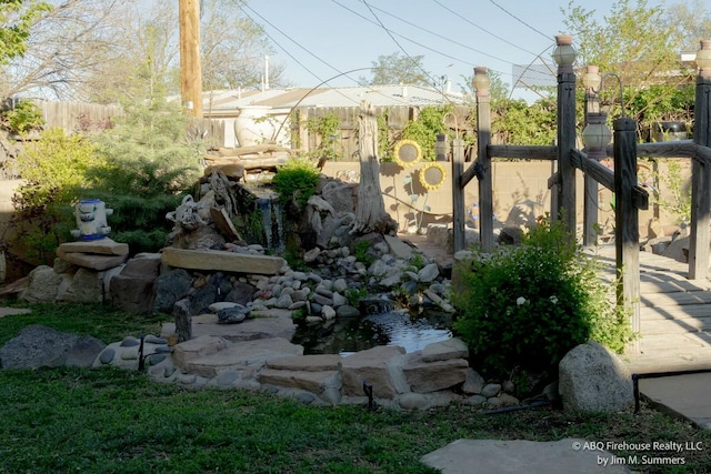 view of yard featuring fence