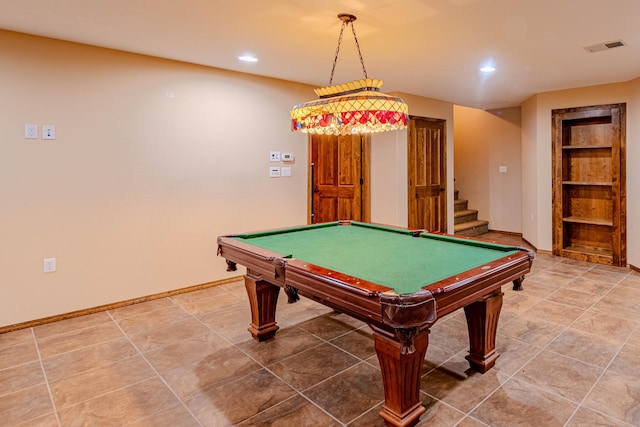 5016 Frontier Rd NE, Rio Rancho, NM 87144 - rec room with recessed lighting, visible vents, pool table, and baseboards