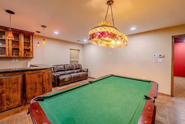 5016 Frontier Rd NE, Rio Rancho, NM 87144 - recreation room with light tile patterned floors, indoor bar, recessed lighting, and billiards