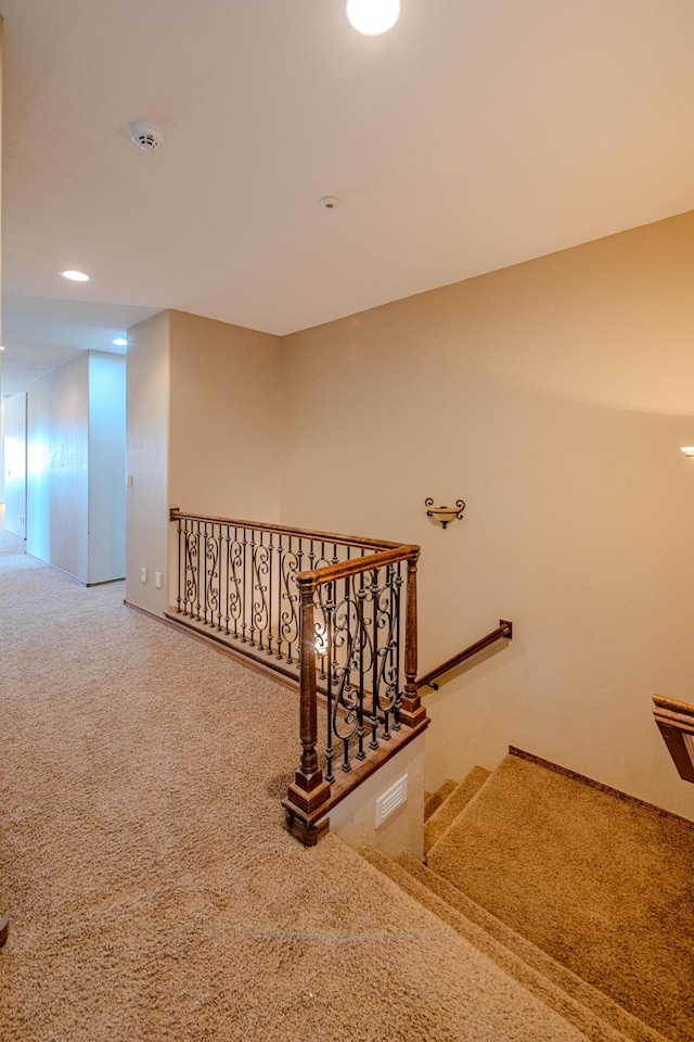 5016 Frontier Rd NE, Rio Rancho, NM 87144 - stairway featuring recessed lighting and carpet flooring