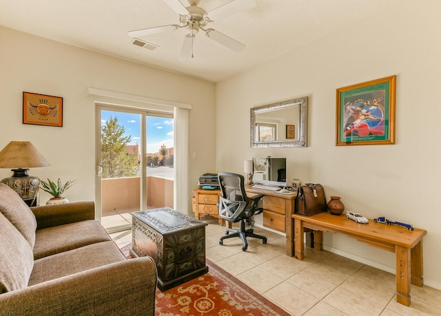 4449 Sunflower Ct SE, Rio Rancho, NM 87124 - office space featuring light tile patterned flooring, a ceiling fan, and baseboards