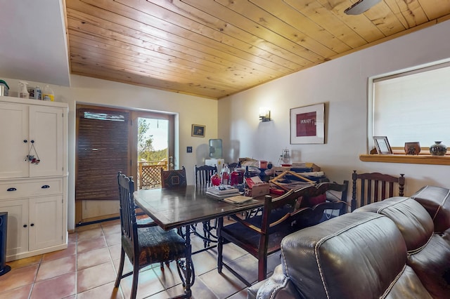 387 County Rd B64, Pecos, NM 87552 - dining area featuring wood ceiling and light tile patterned flooring
