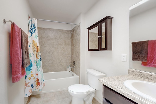 7105 Napoleon Rd NE, Rio Rancho, NM 87144 - bathroom featuring toilet, vanity, shower / bath combo, and tile patterned flooring