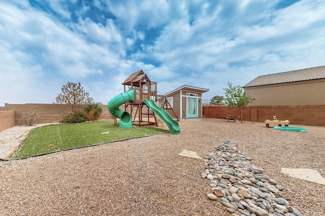 7105 Napoleon Rd NE, Rio Rancho, NM 87144 - view of jungle gym featuring a fenced backyard
