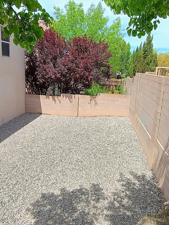 view of yard featuring a patio area and a fenced backyard