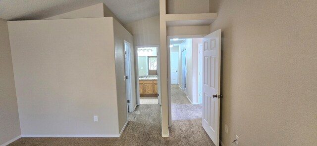 hallway featuring baseboards and carpet flooring