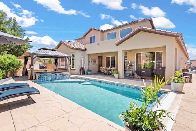 4024 Colina Roja Ln NE, Rio Rancho, NM 87124 - view of swimming pool with a gazebo, a patio area, and a pool with connected hot tub