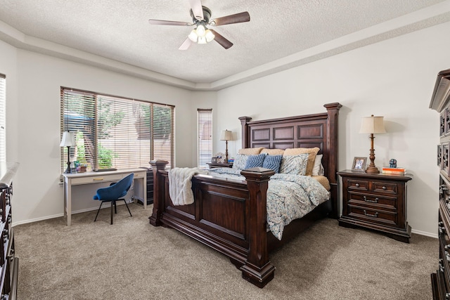 4024 Colina Roja Ln NE, Rio Rancho, NM 87124 - carpeted bedroom featuring a textured ceiling, ceiling fan, and baseboards