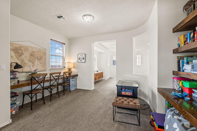 4024 Colina Roja Ln NE, Rio Rancho, NM 87124 - living area with carpet flooring, a textured ceiling, and baseboards