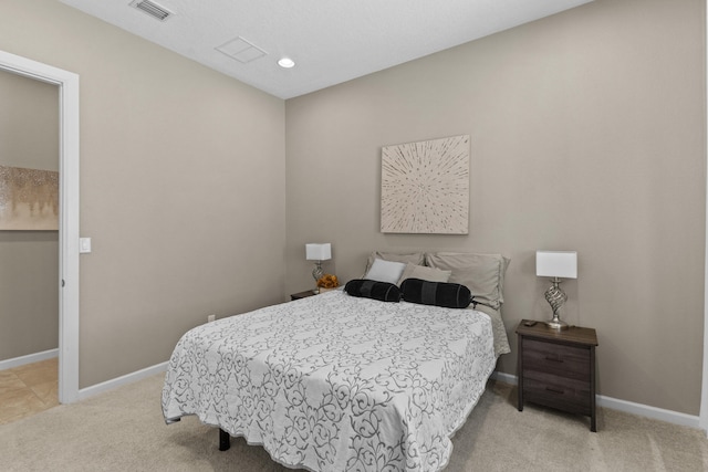 12209 Bear Valley Ln NW, Albuquerque, NM 87120 - bedroom featuring baseboards, visible vents, carpet floors, and recessed lighting