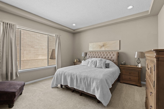 12209 Bear Valley Ln NW, Albuquerque, NM 87120 - bedroom with recessed lighting, carpet, a textured ceiling, and baseboards