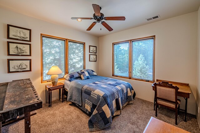 6 Storyteller Ct, Sandia Park, NM 87047 - carpeted bedroom with ceiling fan