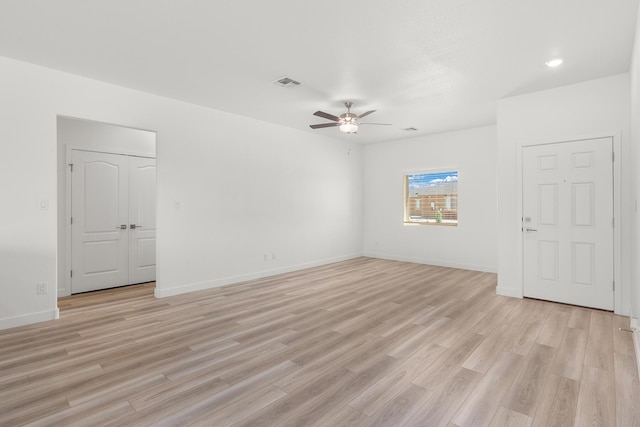 2507 Calle Del Los Claveles, Belen, NM 87002 - unfurnished room featuring ceiling fan, light wood finished floors, baseboards, and recessed lighting