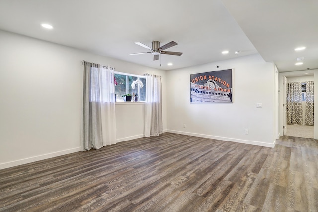 3829 Montgomery Blvd NE Unit 301, Albuquerque, NM 87109 - unfurnished room with recessed lighting, wood finished floors, a ceiling fan, and baseboards