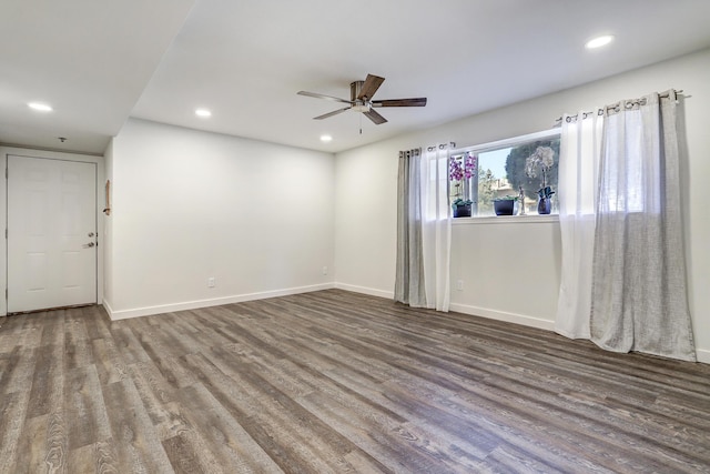3829 Montgomery Blvd NE Unit 301, Albuquerque, NM 87109 - unfurnished room featuring recessed lighting, wood finished floors, a ceiling fan, and baseboards