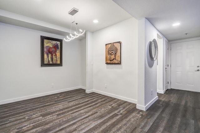 3829 Montgomery Blvd NE Unit 301, Albuquerque, NM 87109 - interior space with recessed lighting, a notable chandelier, baseboards, and dark wood-style flooring
