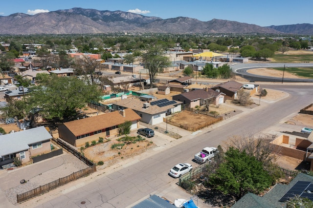 bird's eye view featuring a mountain view and a residential view