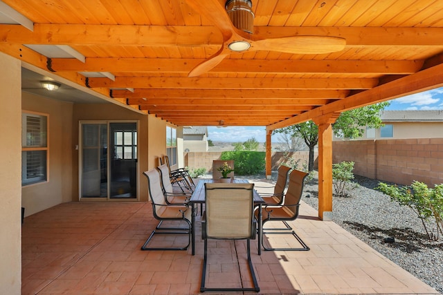 view of patio / terrace with outdoor dining area and a fenced backyard