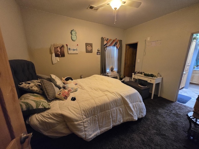4505 Driftwood Ave NW, Albuquerque, NM 87114 - bedroom featuring carpet, a ceiling fan, and ensuite bathroom