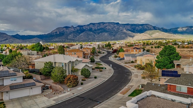 property view of mountains with a residential view