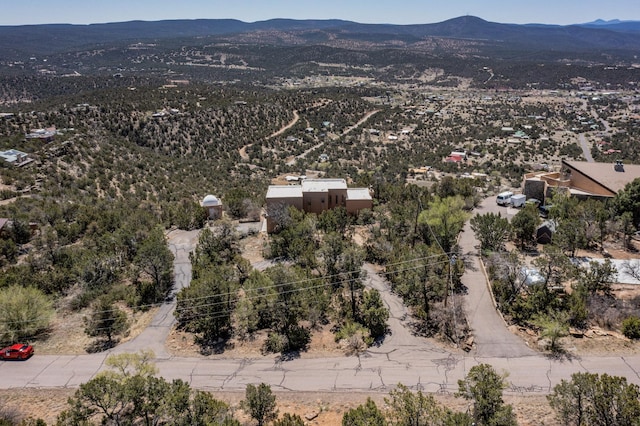 drone / aerial view with a mountain view