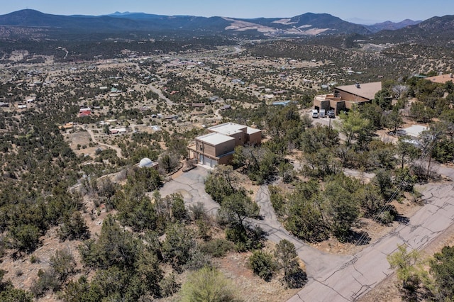 birds eye view of property featuring a mountain view