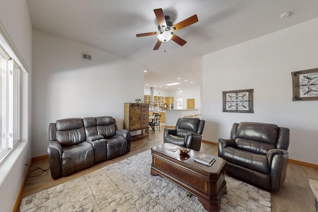 630 Barnett Rd, Bosque Farms, NM 87068 - living area with ceiling fan, wood finished floors, baseboards, and recessed lighting