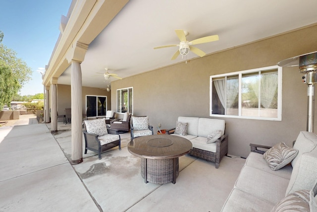 630 Barnett Rd, Bosque Farms, NM 87068 - view of patio / terrace with an outdoor hangout area and a ceiling fan