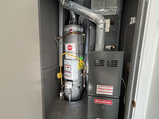 utility room with water heater