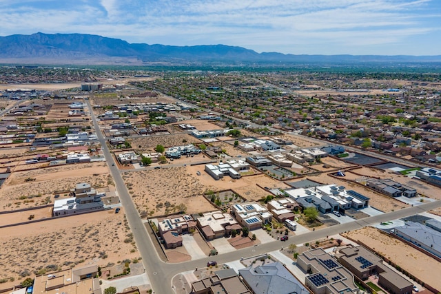 aerial view featuring a mountain view and a residential view