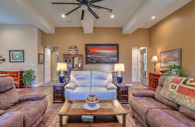 3919 Bryan Ave NW, Albuquerque, NM 87114 - living area featuring a ceiling fan, wood finished floors, baseboards, and recessed lighting