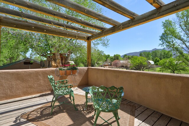 107 Rome Ln, Corrales, NM 87048 - balcony with a mountain view and a pergola