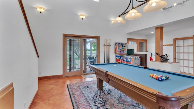 535 Cacahuate SW, Albuquerque, NM 87105 - game room featuring light tile patterned floors, baseboards, pool table, and french doors