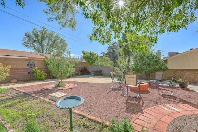 view of yard with a patio and a fenced backyard