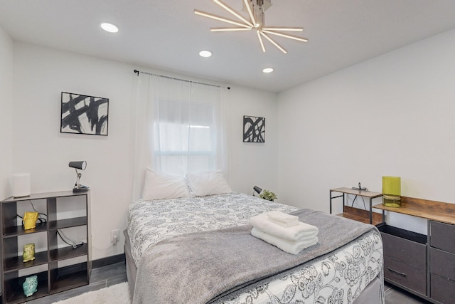 7218 Whippoorwill Ln NE, Albuquerque, NM 87109 - bedroom featuring recessed lighting, baseboards, and ceiling fan with notable chandelier