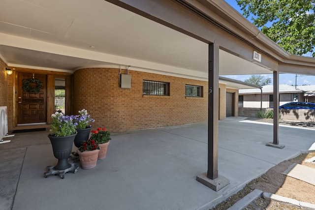 view of patio / terrace with a garage