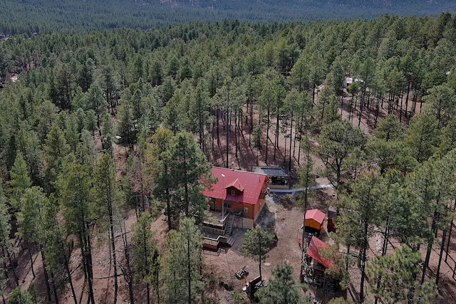 drone / aerial view with a forest view