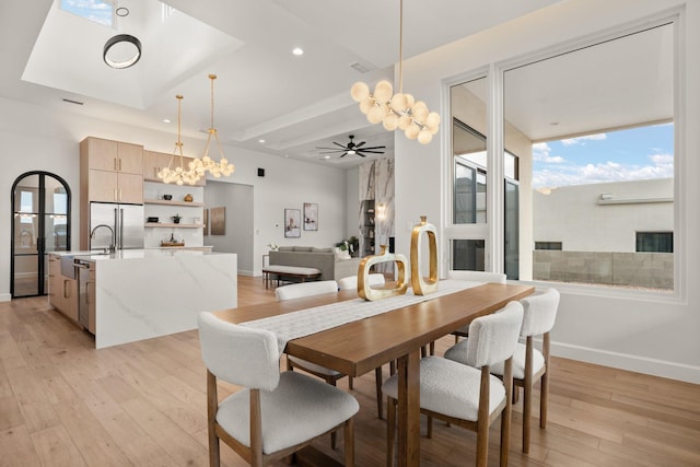 1232 21st Ave SE, Rio Rancho, NM 87124 - dining room featuring recessed lighting, light wood finished floors, baseboards, and a notable chandelier