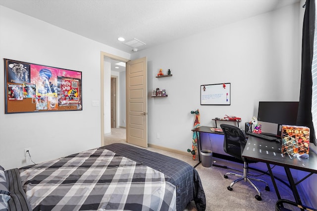 bedroom featuring carpet floors and recessed lighting