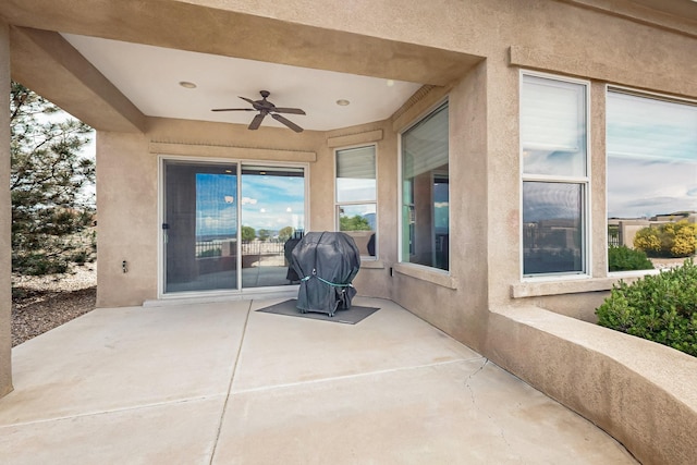 2413 Desert View Rd NE, Rio Rancho, NM 87144 - view of patio featuring ceiling fan and a grill