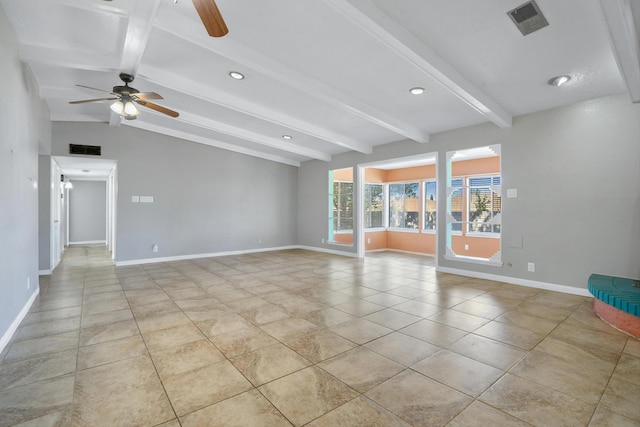 7225 Ticonderoga Rd NE, Albuquerque, NM 87109 - spare room with a ceiling fan, baseboards, light tile patterned floors, and recessed lighting
