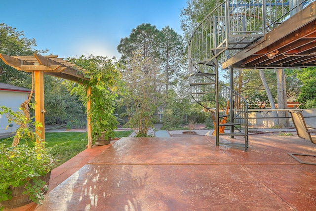 4719 Huntington Dr NE, Albuquerque, NM 87111 - view of patio featuring stairway and a pergola