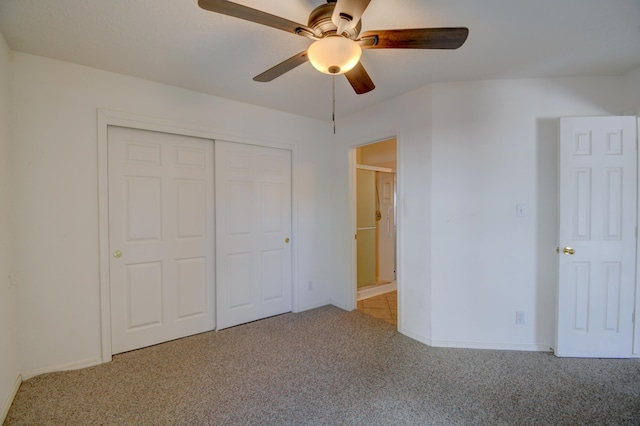 4312 Rancho Centro NW, Albuquerque, NM 87120 - unfurnished bedroom with carpet floors, a ceiling fan, baseboards, and a closet
